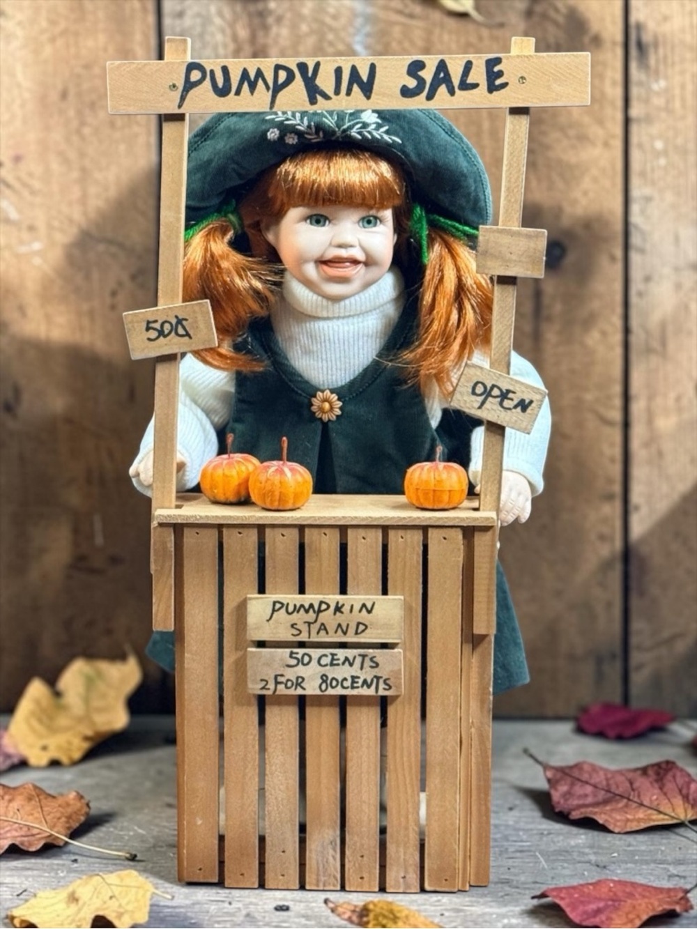 SEYMOUR MANN “Becky’s Pumpkin Sale” Doll with Pumpkin Stand